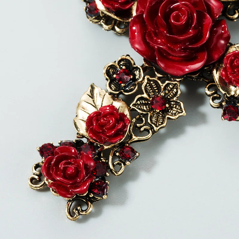 Boucles D'oreilles Croix en Roses