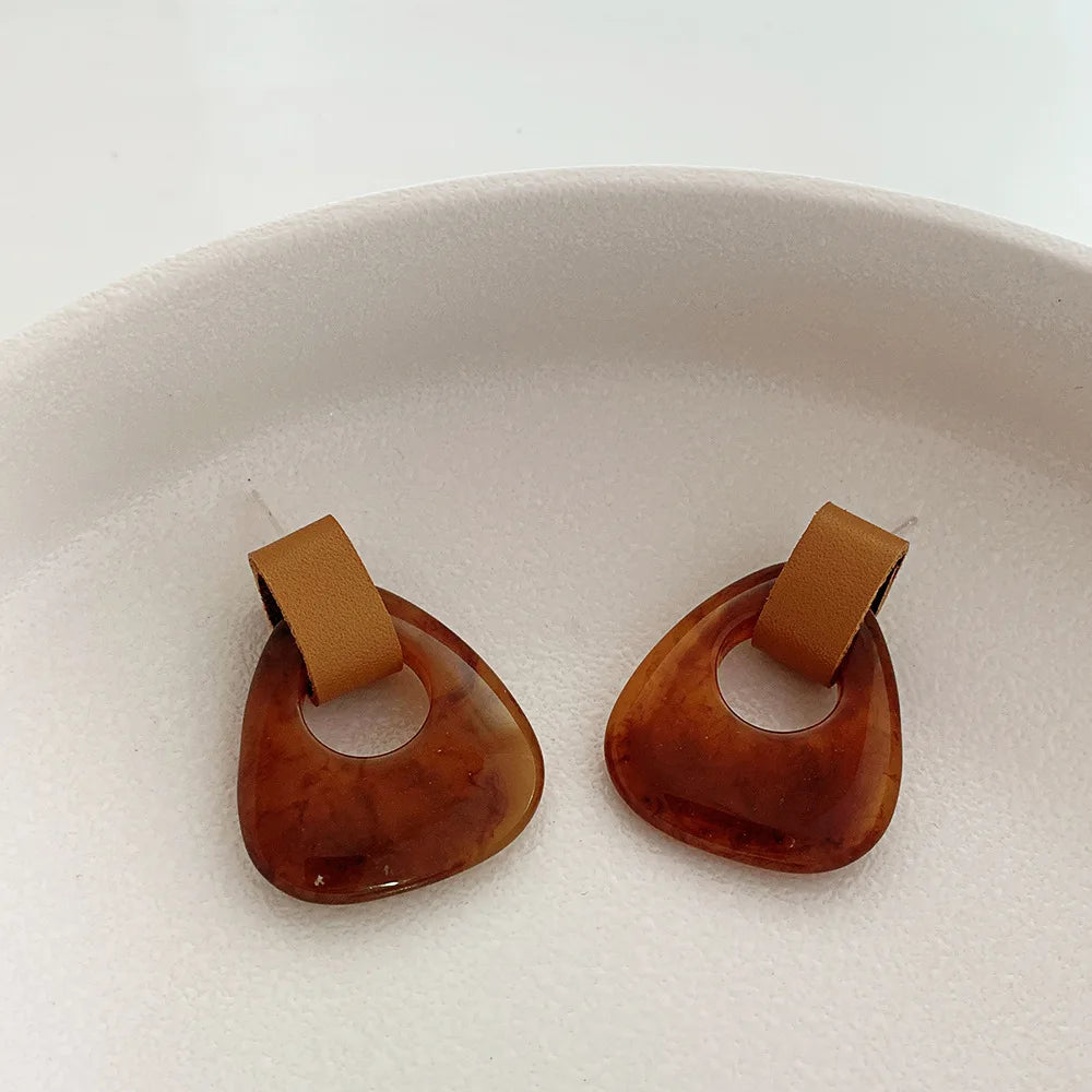 Boucles D'oreilles Cuir et Résine