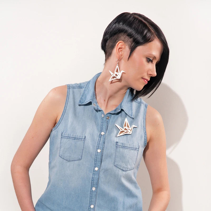 Boucles D'oreilles Origami Oiseau en Papier