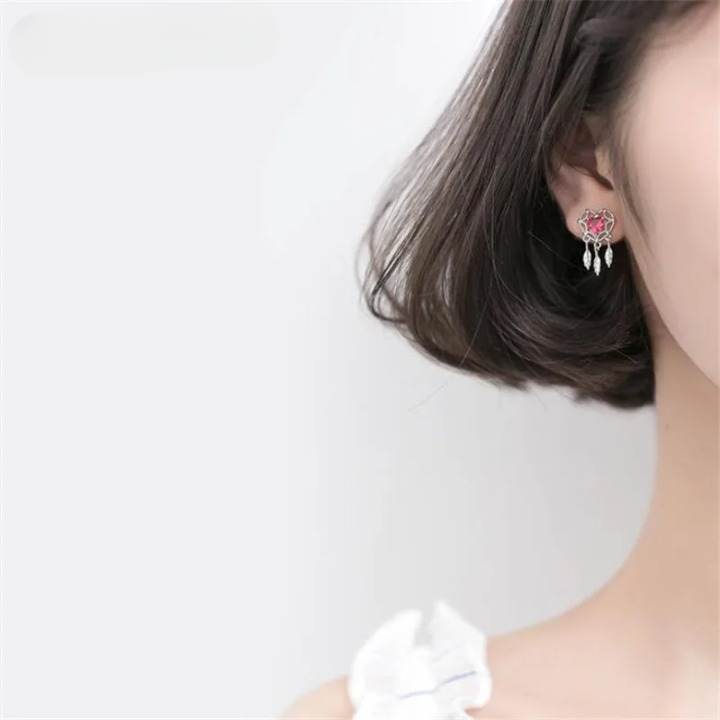 Boucles D'oreilles Attrape Rêve Rubis