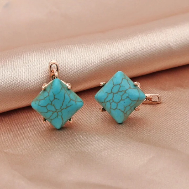 Boucles D'oreilles Carré Turquoise