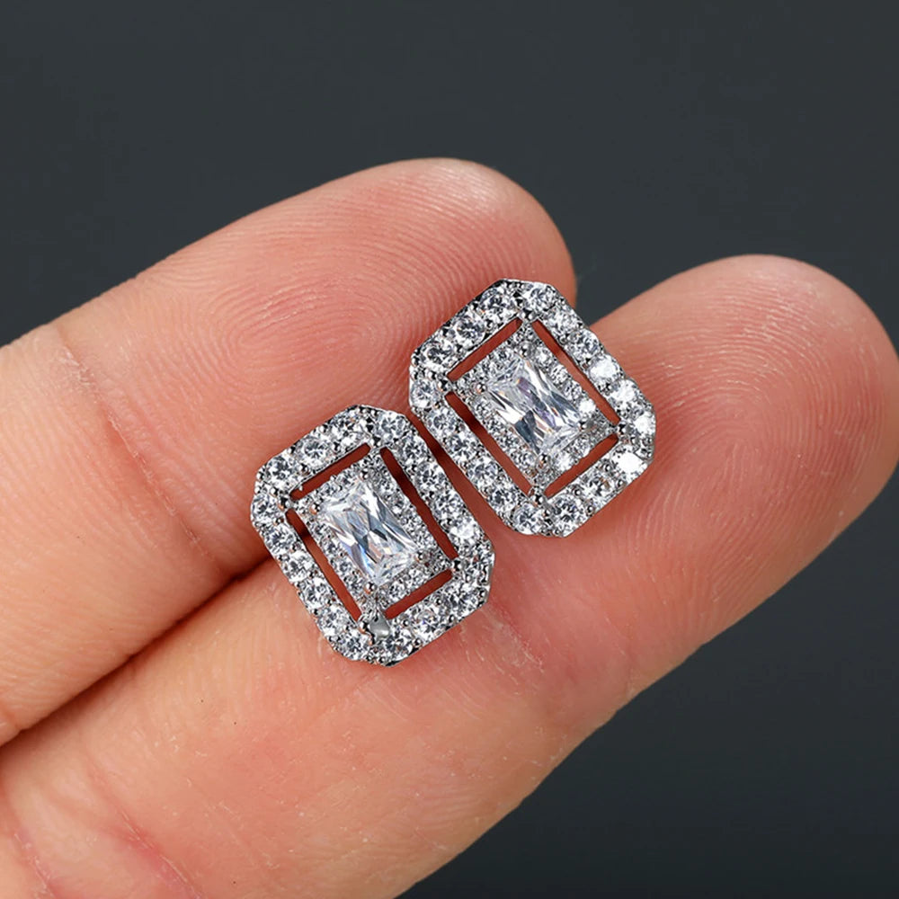 Boucles D'oreilles Rectangulaire de Luxe