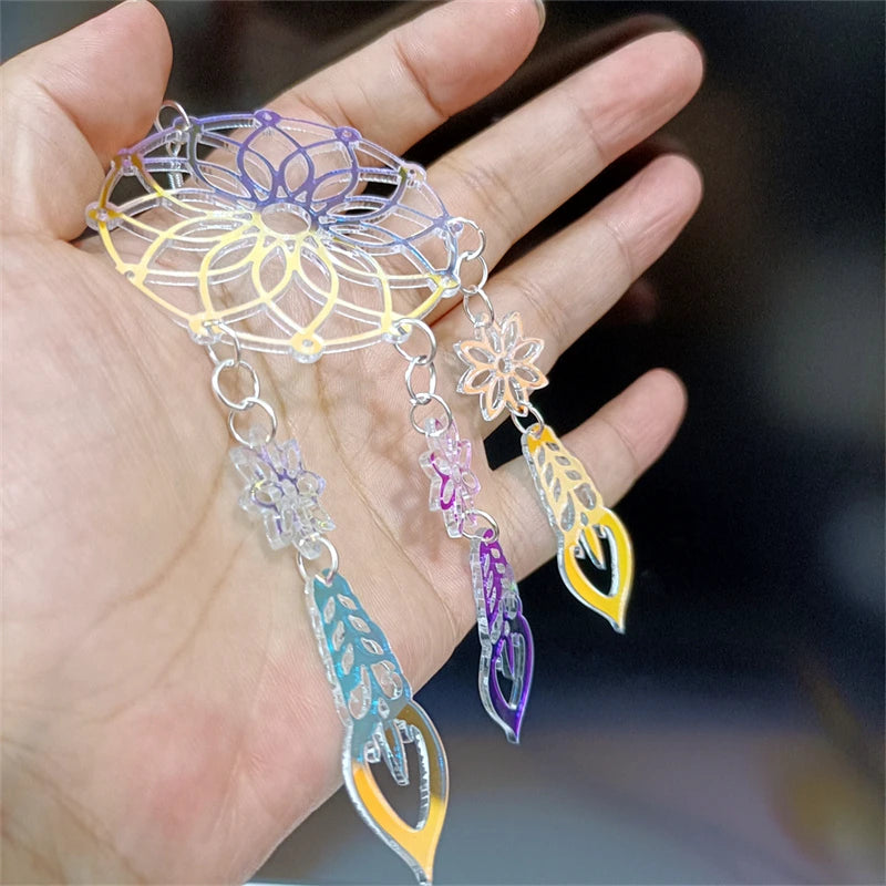 Boucles D'oreilles Attrape Rêve en Acrylique