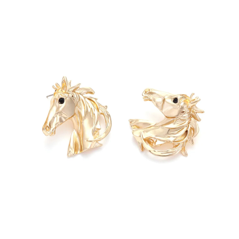 Boucles D'oreilles Cheval Dorée