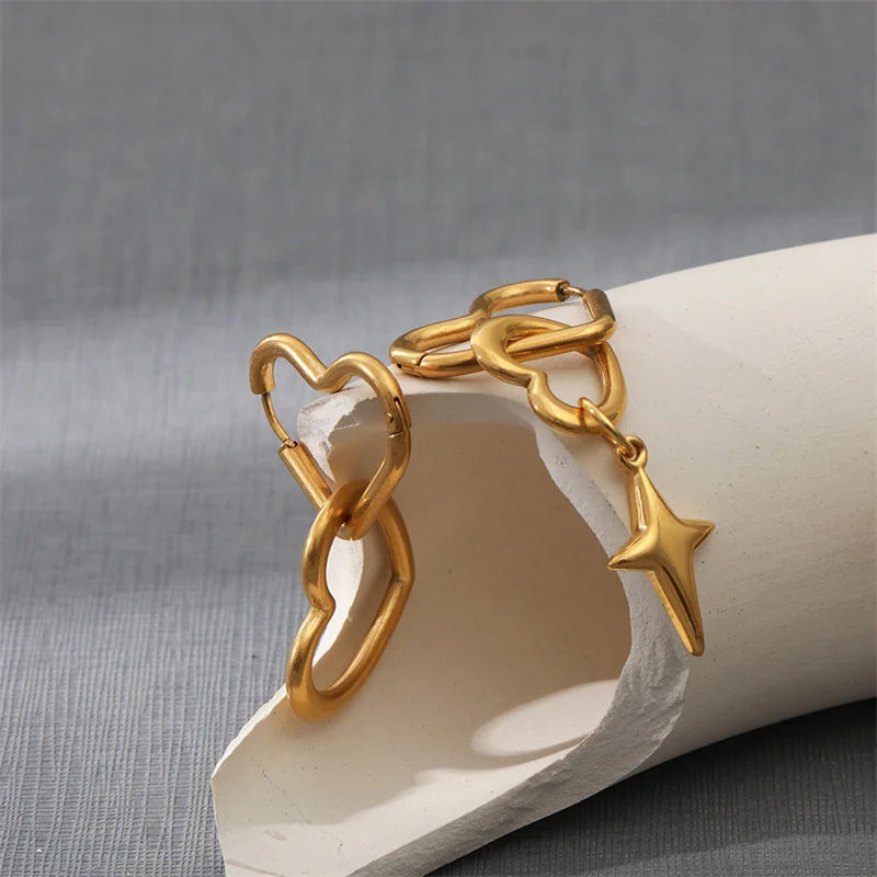 Boucles D'Oreilles Cœur Asymétriques