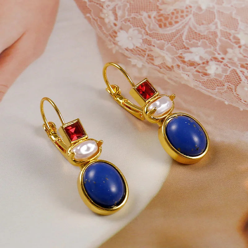 Boucles D'oreilles Lapis Lazuli Perle Baroque
