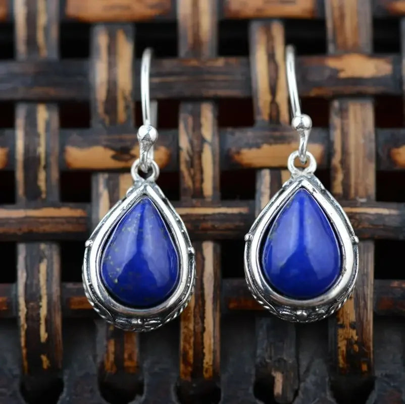Boucles D'oreilles Lapis Lazuli Style Vintage