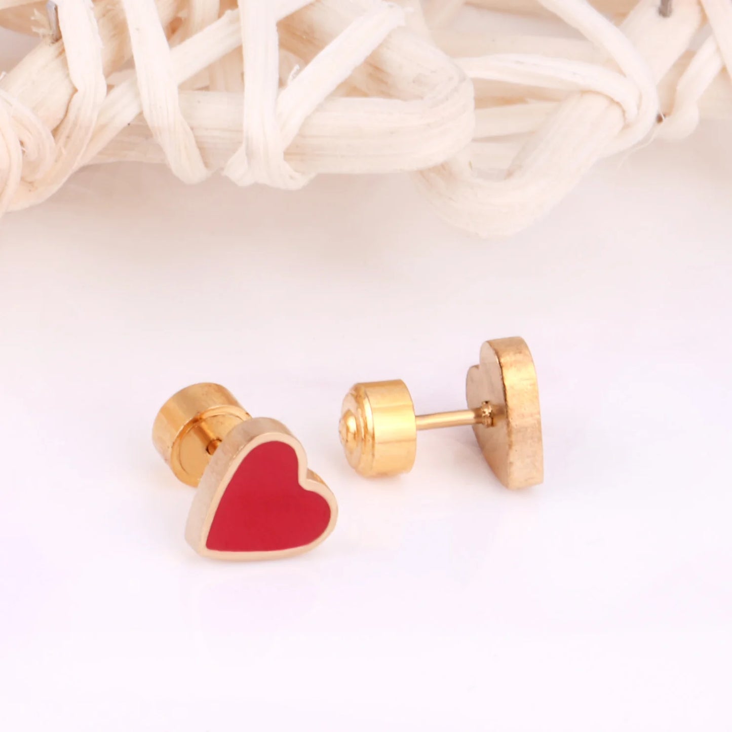 Boucles D'oreilles Bébé Cœur Rouge