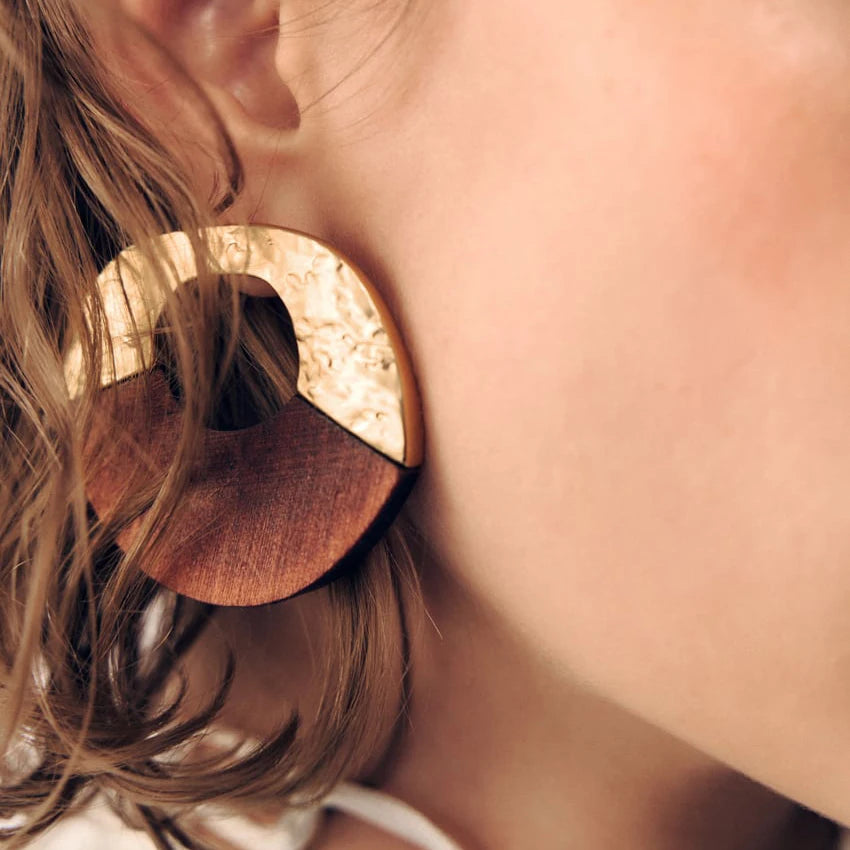 Boucles D'oreilles Bois et Métal