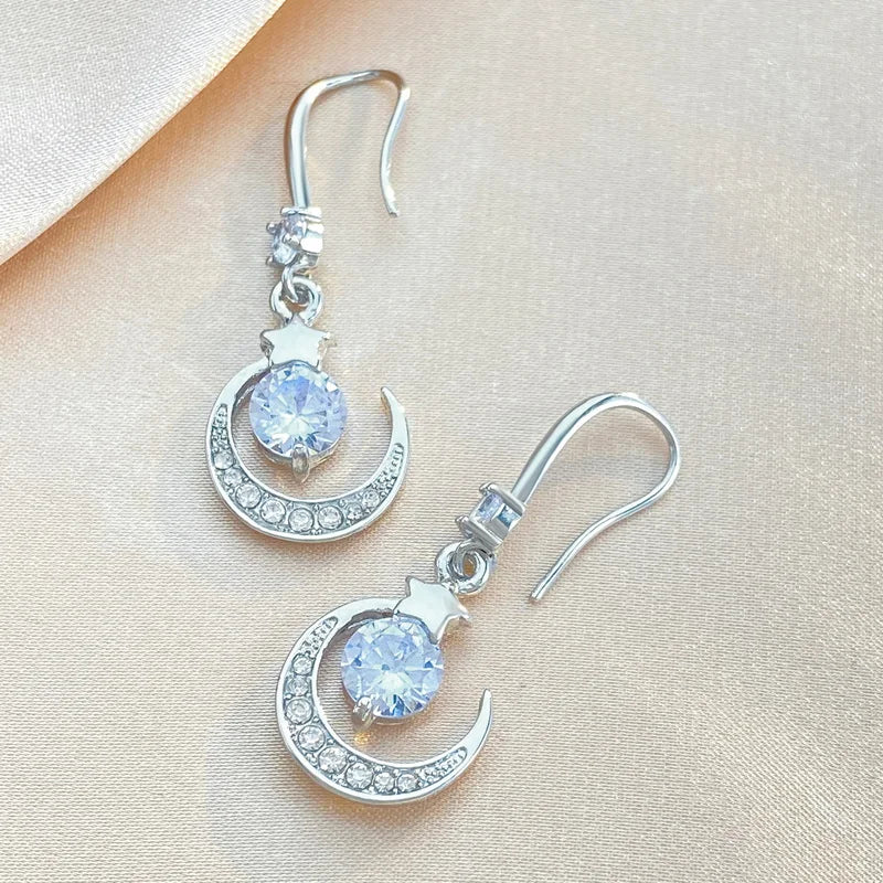 Boucles D'oreilles Argentées Lune