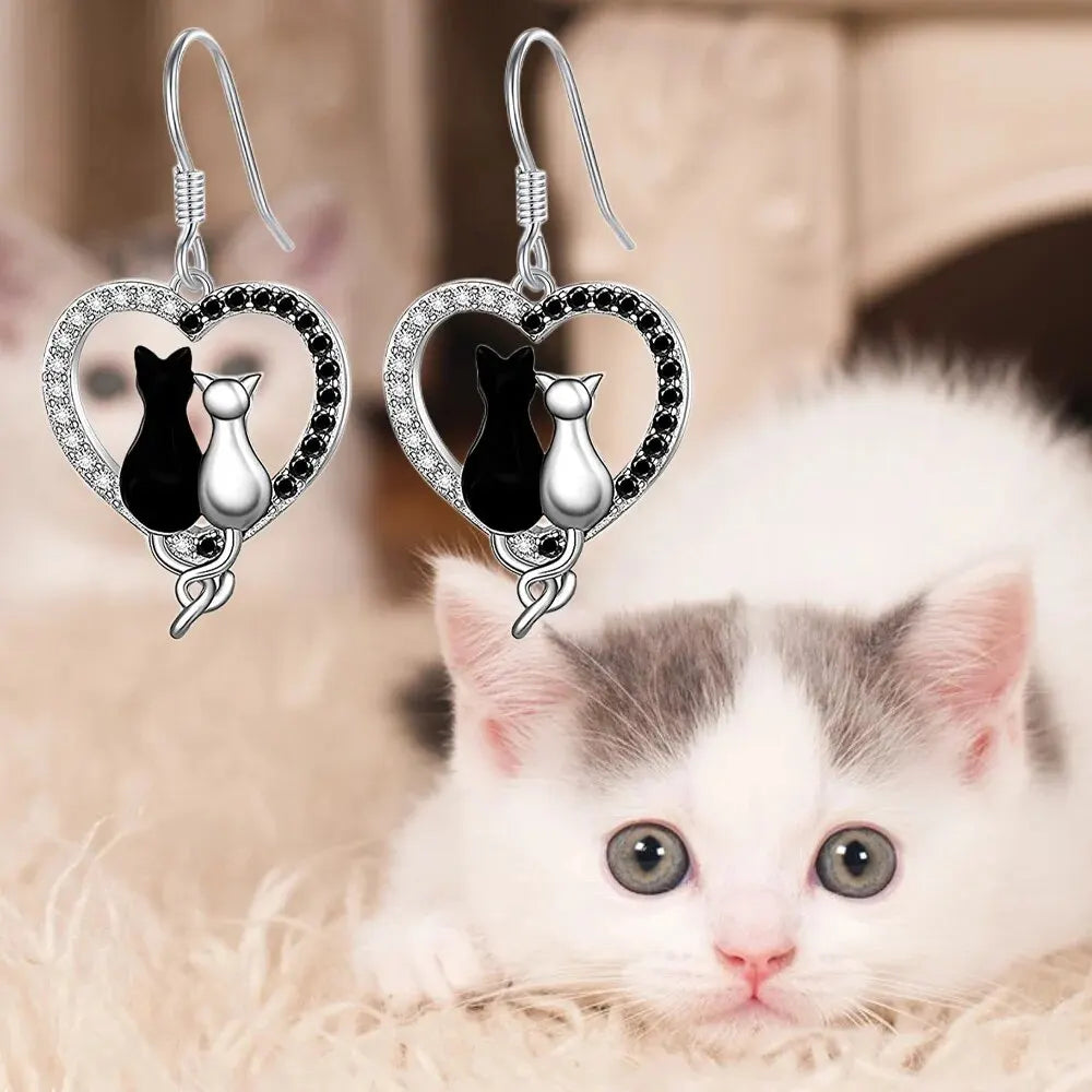 Boucles D'oreilles Chat Amoureux