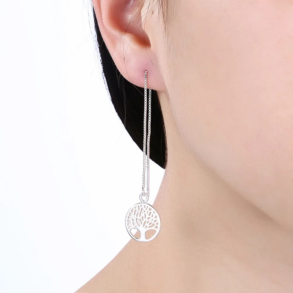 Boucles D'oreilles Arbre de Vie Avec Chaine