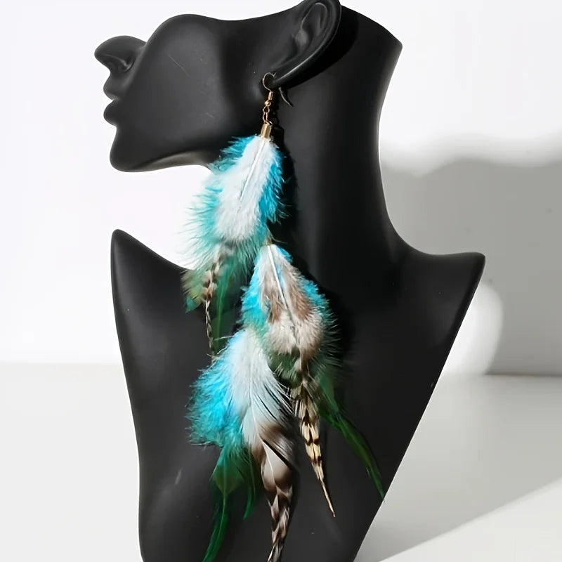 Boucles D'oreilles Plume Rayées