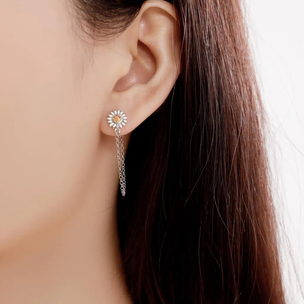 Boucles D'Oreilles Marguerite Blanche