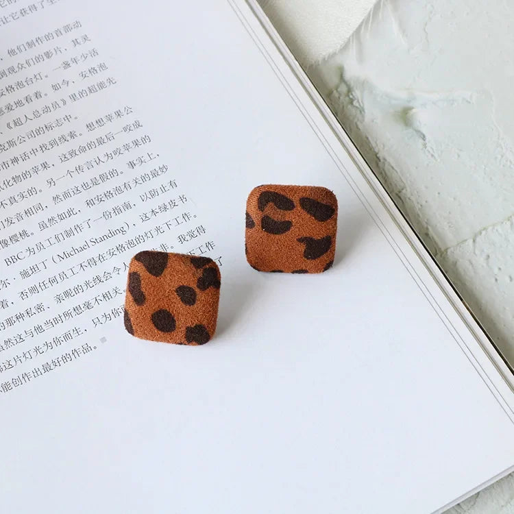 Boucles D'oreilles Carré Imprimé Léopard