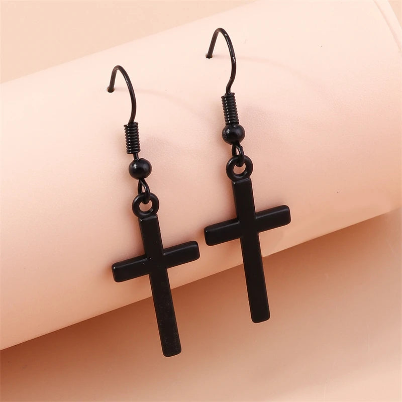 Orecchini A Bulbo BOBIJOO JEWELRY – Croce Di Malta Nera In Acciaio Inox – Unisex Modello Templare