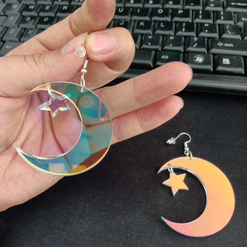 Boucles D'oreilles Lune Acrylique