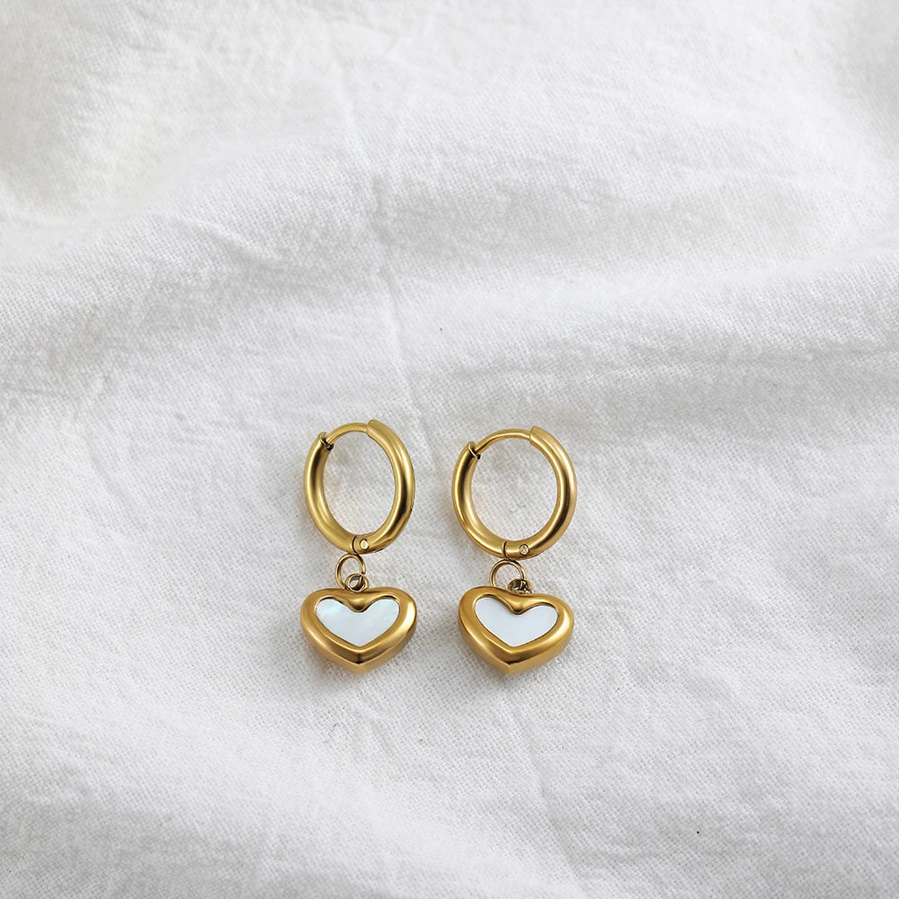 Boucles D'Oreilles Cœur Intérieur Blanc