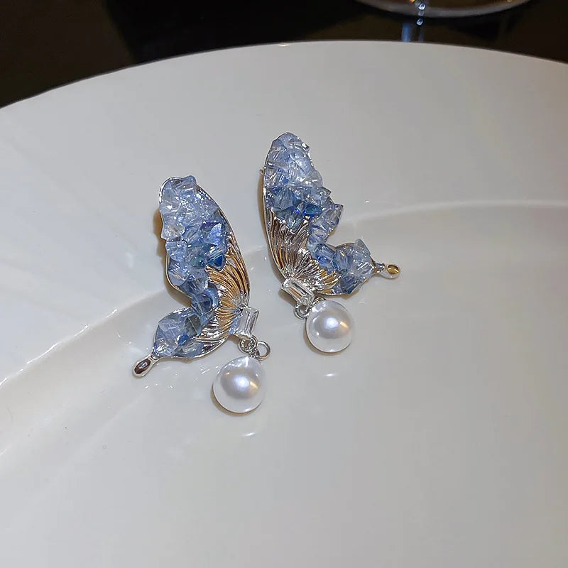 Boucles D'oreilles Papillon Bleu