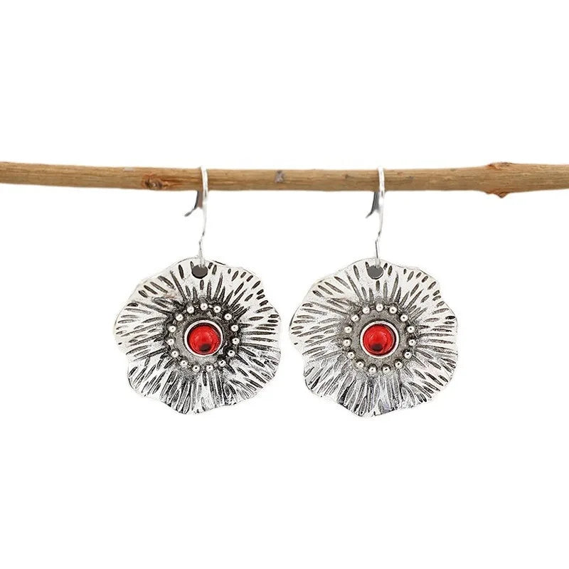 Boucles D'oreilles Pierre Ethniques Rondes