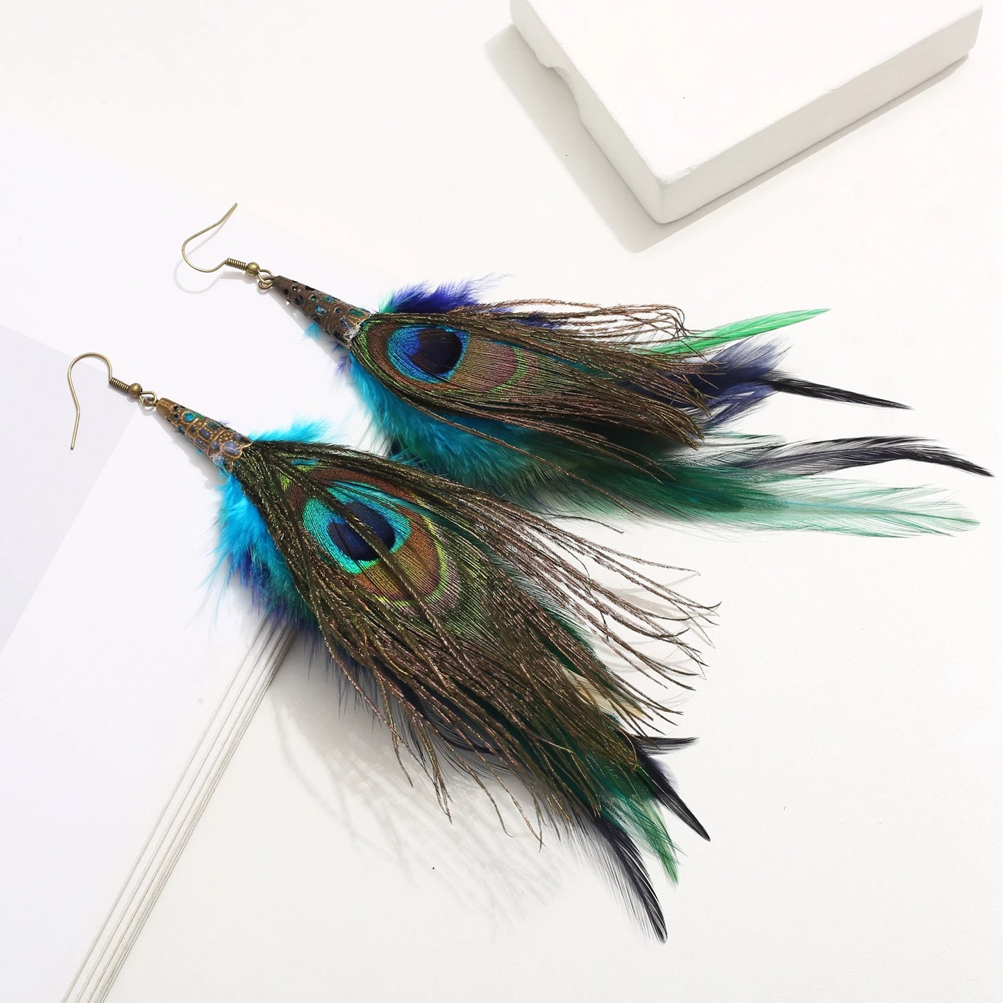 Boucles D'oreilles Plume de Paon