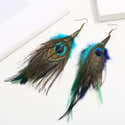 Boucles D'oreilles Longues Motif Paon - Pour Soirée, Quotidien, Cadeau - Design Unique Et élégant - 6