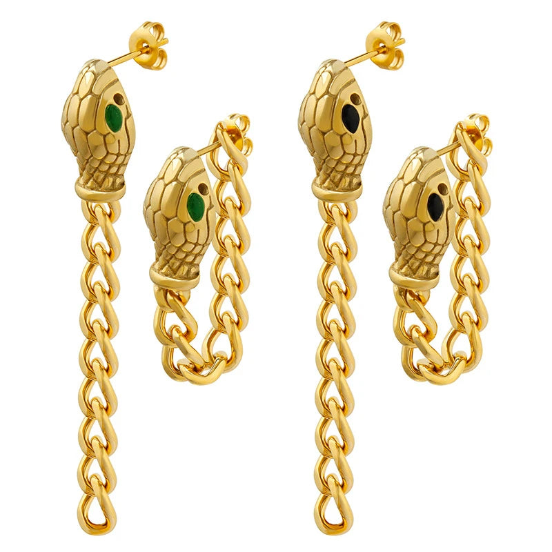 Boucles D'oreilles Serpent Corps en Chaine