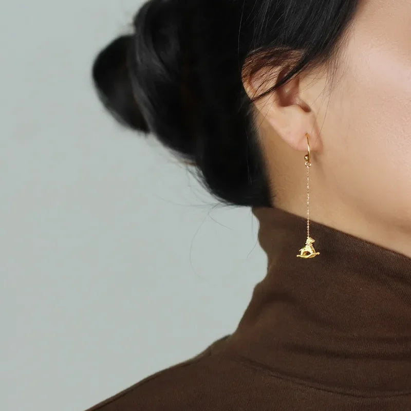 Boucles D'oreilles Cheval Pendante Chaine