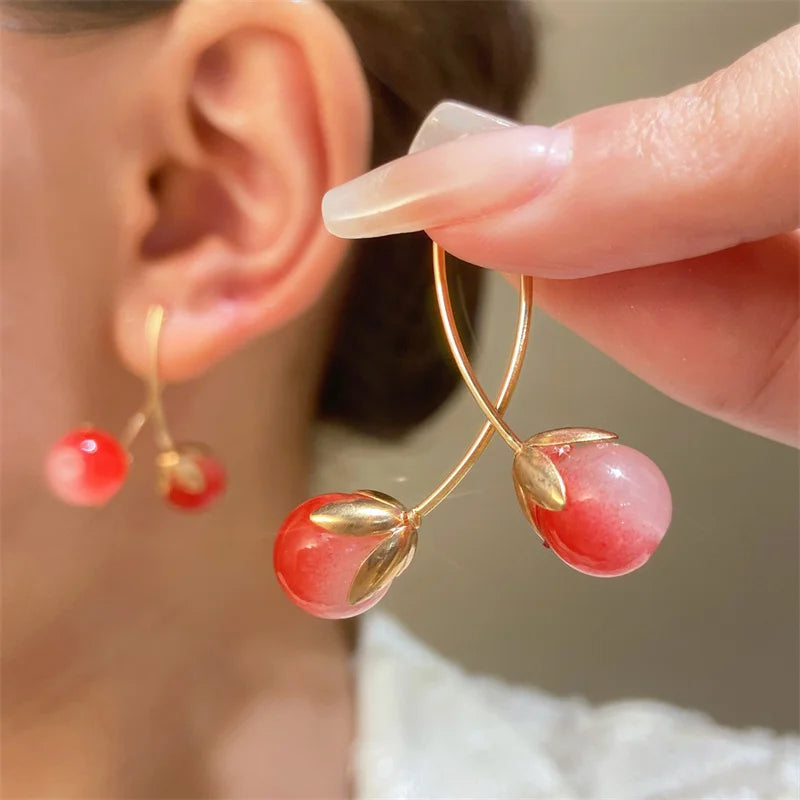 Boucles D'oreilles Cerises – Argent 925 – Perles Rouges – Gemjewels
