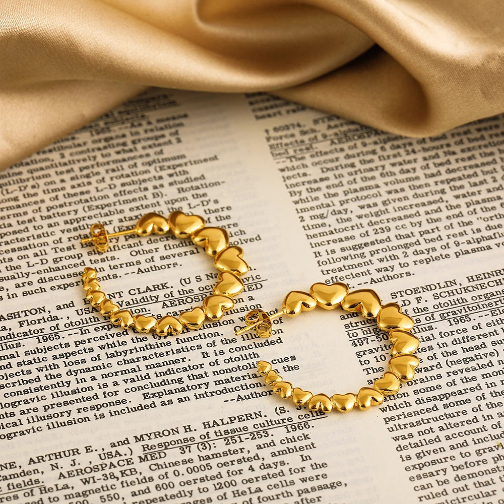 Boucles D'Oreilles Cœur Créoles Dorés