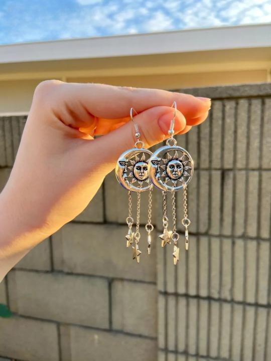 Boucles D'oreilles Soleil Pendentif Étoiles