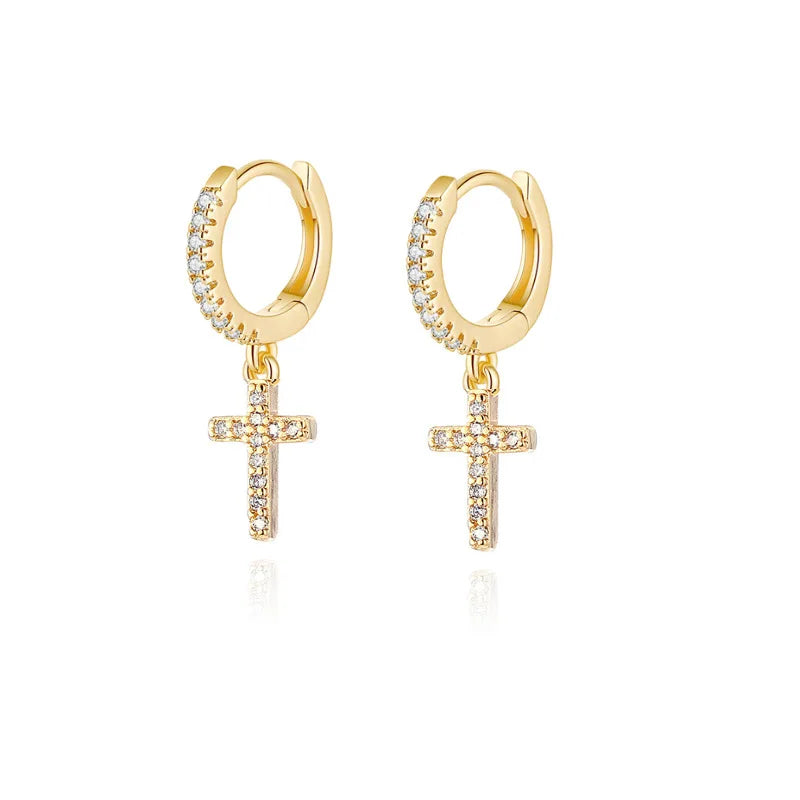 Boucles D'oreilles Croix avec Diamant