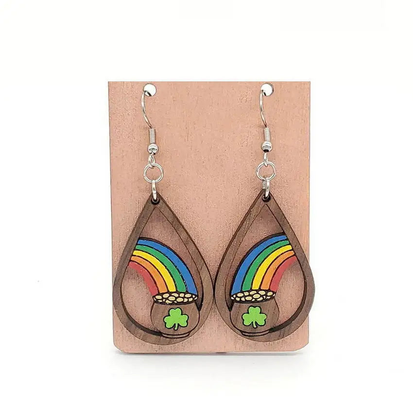 Boucles D'oreilles Trèfle Arc-en-Ciel