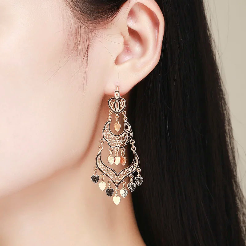 Boucles D'oreilles Savoyarde Longues en Or