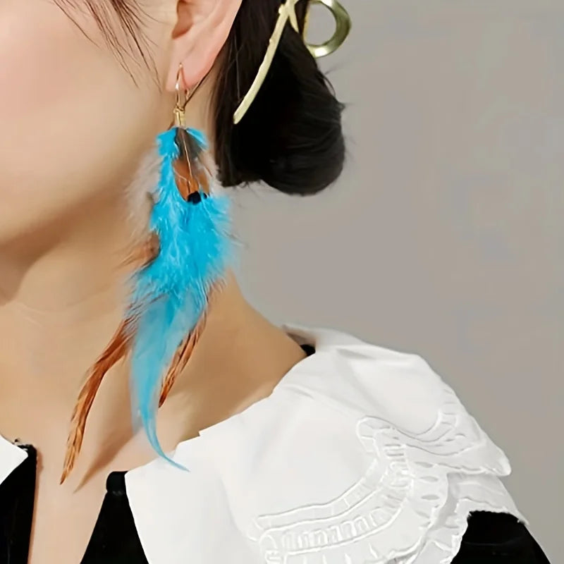 Boucles D'oreilles Plume Style Indien