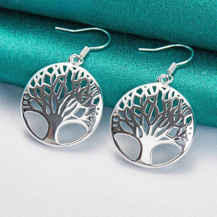 Boucles D'Oreilles Arbre de Vie Argent