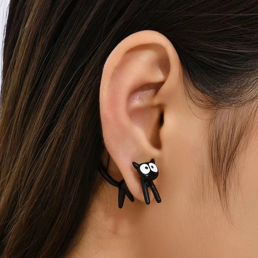 Boucles D'oreilles Chat Noir