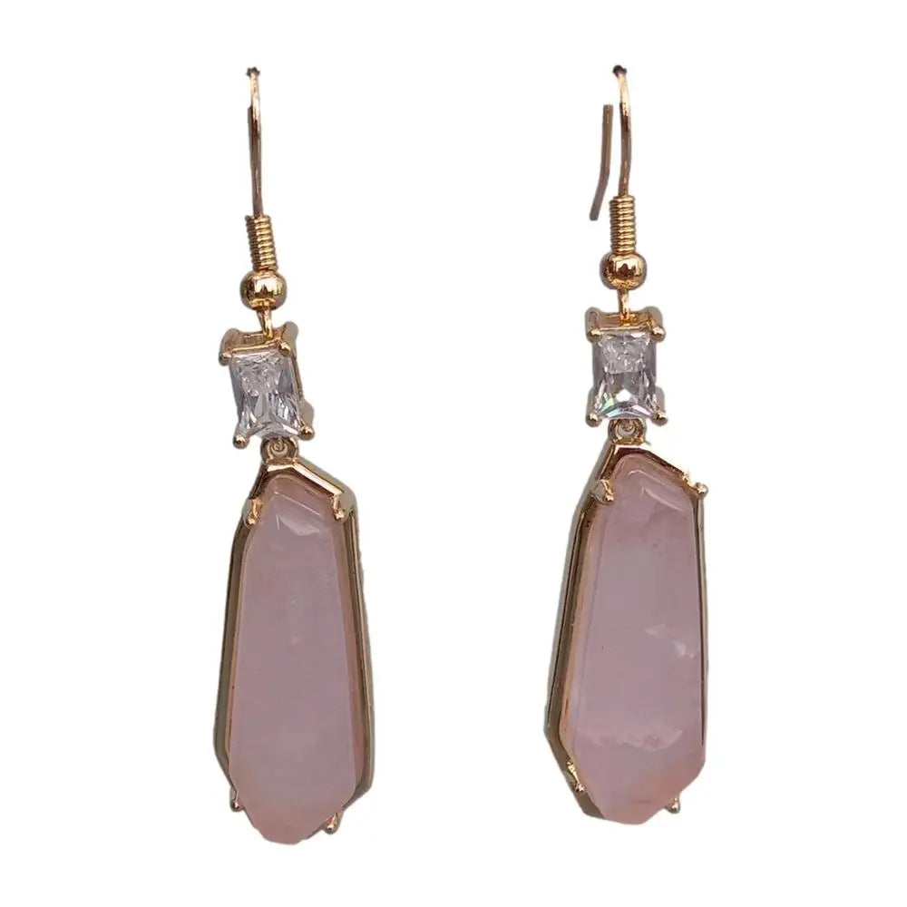 Boucles D'oreilles Quartz Rose Brillant