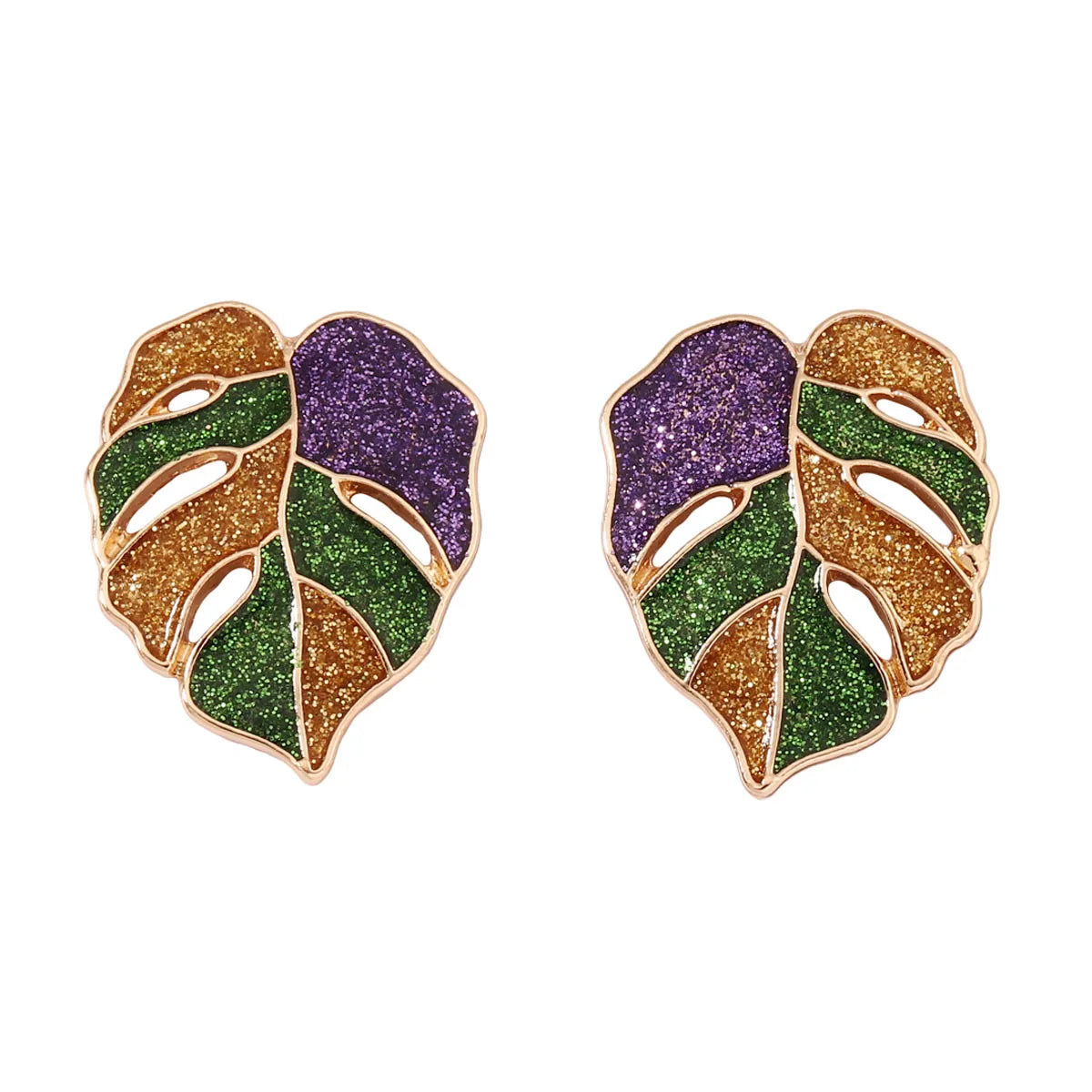 Boucles D'oreilles Feuille Monstera Coloré