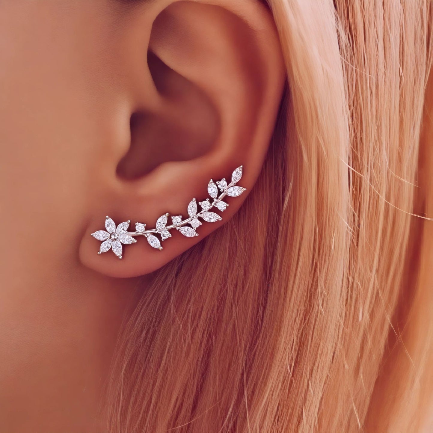Boucles D'oreilles Grimpantes Tige de Fleur Esthétique