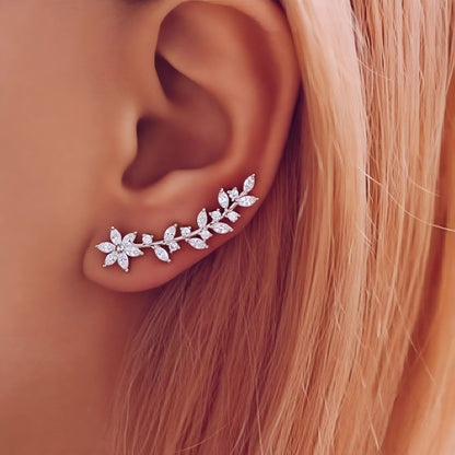 Boucles D'oreilles Grimpantes Tige de Fleur Esthétique