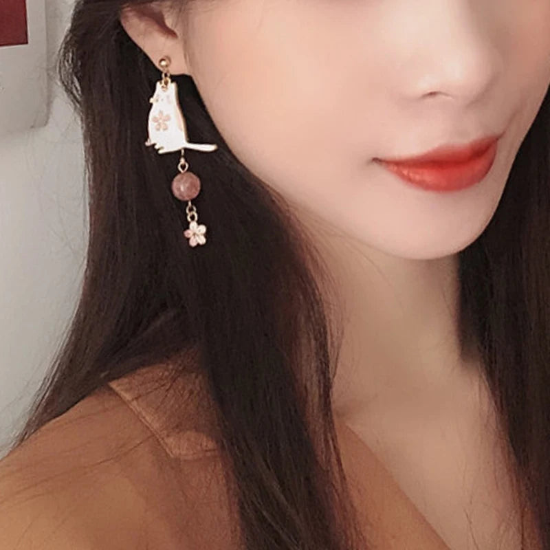 Boucles D'oreilles Chat Japonais