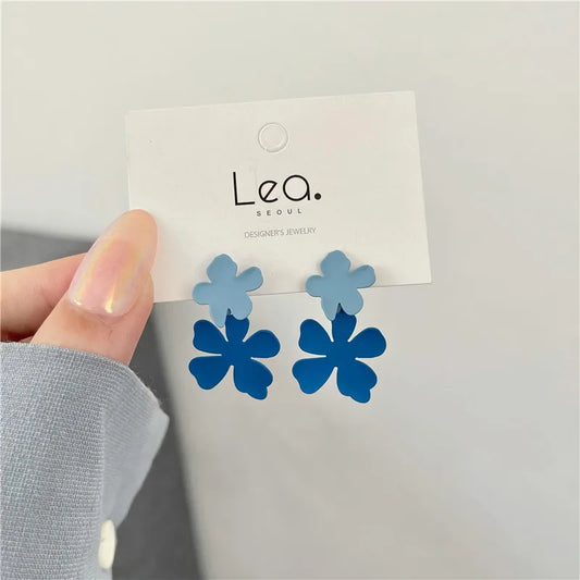 Boucles D'oreilles Fleur Supposée Bleues