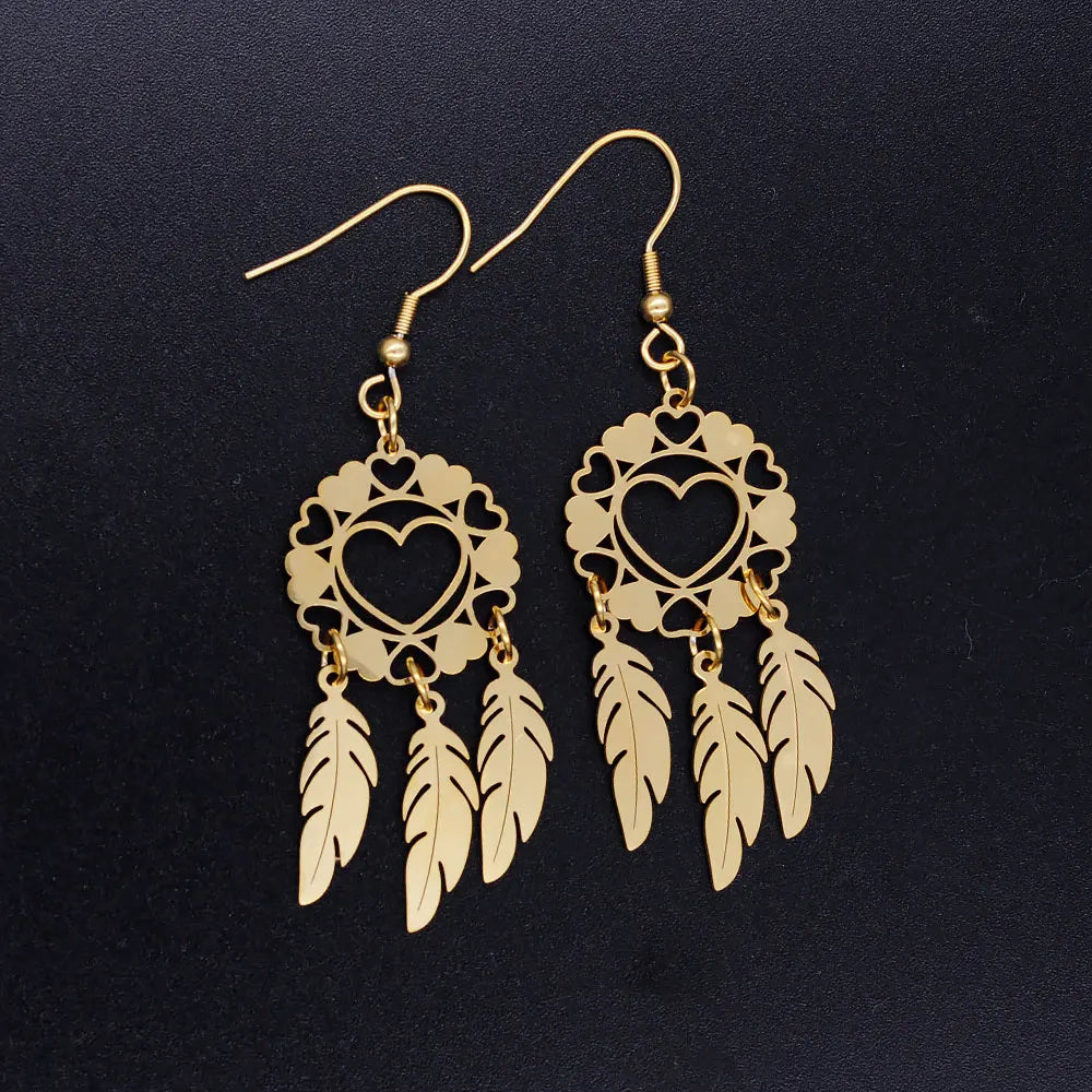 Boucles D'oreilles Attrape Rêve Cœur