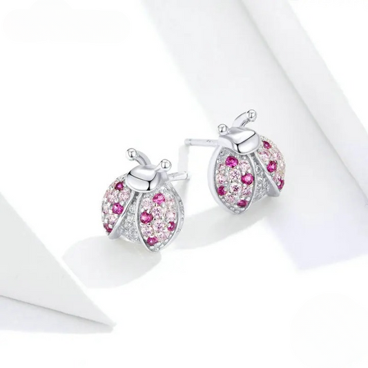 Boucles D'oreilles Coccinelle Argenté en Strass