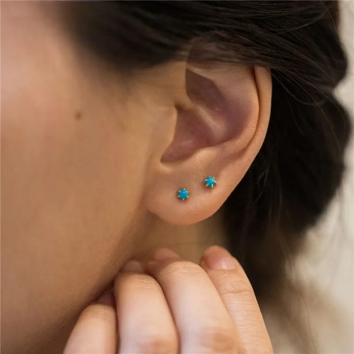 Boucles D'oreilles Turquoise Minimaliste