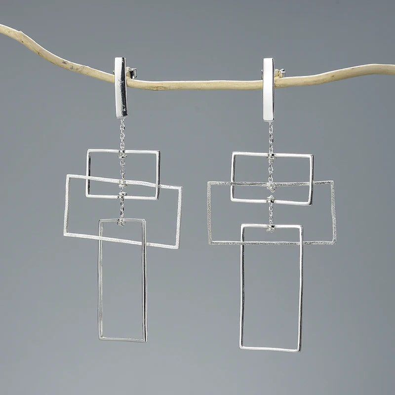 Boucles D'oreilles Rectangulaire Géométrique