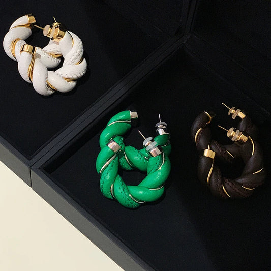 Boucles D'oreilles Cuir Torsadé