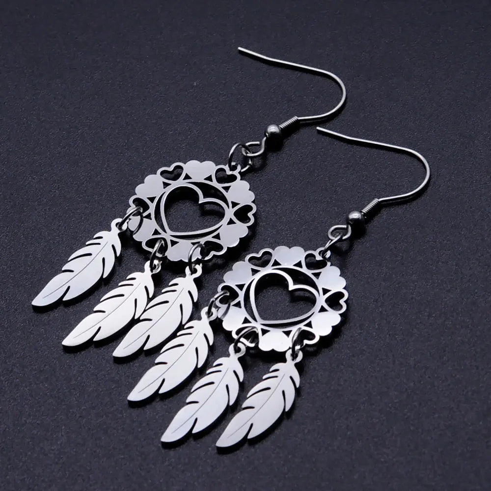 Boucles D'oreilles Attrape Rêve Cœur