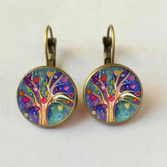 Boucles D'Oreilles Arbre de Vie Colorées